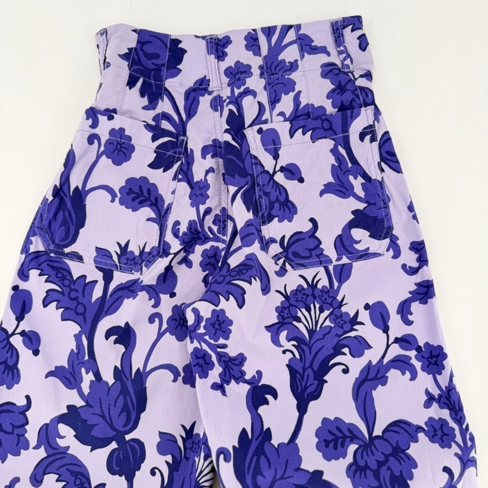 Maeve Anthropologie The Colette Floral Damask Wide Leg Pants 25 Purple Excellent - Picture 10 of 10